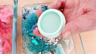 Pink vs Teal - Mixing Makeup Eyeshadow Into Slime ASMR 287 Satisfying Slime Video