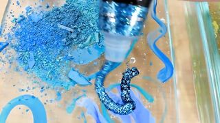 Blue vs Green - Mixing Makeup Eyeshadow Into Slime ASMR 284 Satisfying Slime Video