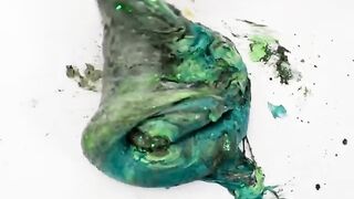 Blue vs Green - Mixing Makeup Eyeshadow Into Slime ASMR 284 Satisfying Slime Video