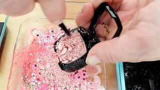 Pink vs Black - Mixing Makeup Eyeshadow Into Slime ASMR 277 Satisfying Slime Video