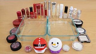 Santa vs Snowman - Mixing Makeup Eyeshadow Into Slime ASMR 268 Satisfying Slime Video