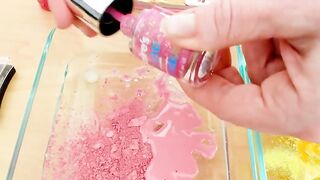 Pink vs Yellow - Mixing Makeup Eyeshadow Into Slime ASMR 262 Satisfying Slime Video