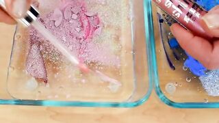 Pink vs Blue - Mixing Makeup Eyeshadow Into Slime ASMR 259 Satisfying Slime Video