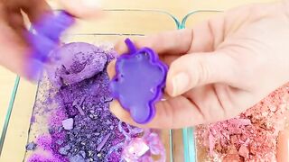 Purple vs Peach - Mixing Makeup Eyeshadow Into Slime ASMR 257 Satisfying Slime Video