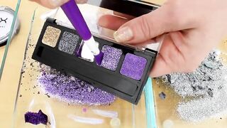Purple vs Silver - Mixing Makeup Eyeshadow Into Slime Special Series 245 Satisfying Slime Video