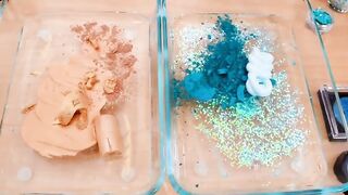 Teal vs Gold - Mixing Makeup Eyeshadow Into Slime Special Series 235 Satisfying Slime Video