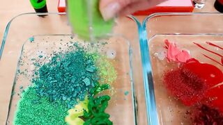 Green vs Red - Mixing Makeup Eyeshadow Into Slime Special Series 227 Satisfying Slime Video