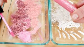 Pink vs White - Mixing Makeup Eyeshadow Into Slime Special Series 214 Satisfying Slime Video