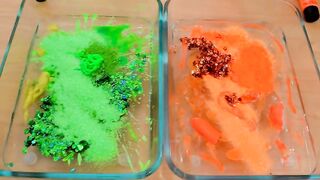 Green vs Orange - Mixing Makeup Eyeshadow Into Slime Special Series 208 Satisfying Slime Video