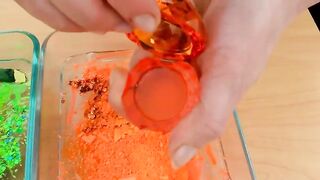 Green vs Orange - Mixing Makeup Eyeshadow Into Slime Special Series 208 Satisfying Slime Video