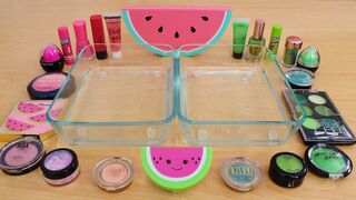 Pink vs Green - Mixing Makeup Eyeshadow Into Slime Special Series 206 Satisfying Slime Video