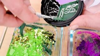 Maleficent Purple vs Green vs Black Mixing Makeup Eyeshadow Into Slime 205 Satisfying Slime Video