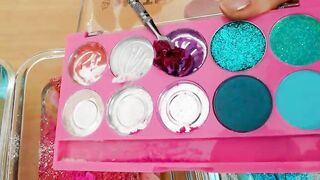 Pink vs White vs Teal - Mixing Makeup Eyeshadow Into Slime Special Series 202 Satisfying Slime Video