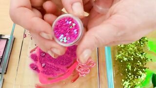 Pink vs Green - Mixing Makeup Eyeshadow Into Slime Special Series 192 Satisfying Slime Video