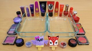 Purple vs Red - Mixing Makeup Eyeshadow Into Slime! Special Series 189 Satisfying Slime Video