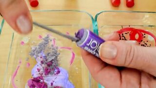 Purple vs Red - Mixing Makeup Eyeshadow Into Slime! Special Series 189 Satisfying Slime Video