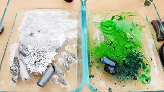 Silver vs Green - Mixing Makeup Eyeshadow Into Slime! Special Series 187 Satisfying Slime Video