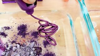 Purple vs Orange - Mixing Makeup Eyeshadow Into Slime! Special Series 185 Satisfying Slime Video