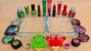 Green vs Red - Mixing Makeup Eyeshadow Into Slime Special Series 181 Satisfying Slime Video