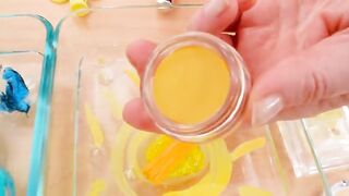 Teal vs Yellow - Mixing Makeup Eyeshadow Into Slime Special Series 174 Satisfying Slime Video