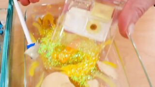 Teal vs Yellow - Mixing Makeup Eyeshadow Into Slime Special Series 174 Satisfying Slime Video