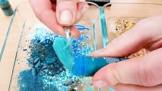 Teal vs Gold - Mixing Makeup Eyeshadow Into Slime Special Series 168 Satisfying Slime Video