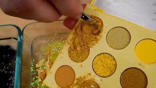 Black vs Yellow - Mixing Makeup Eyeshadow Into Slime Special Series 166 Satisfying Slime Video