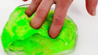 Neon Pink vs Neon Green Mixing Makeup Eyeshadow Into Slime Special Series 164 Satisfying Slime Video