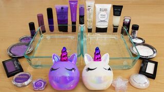 Purple vs White - Mixing Makeup Eyeshadow Into Slime! Special Series 147 Satisfying Slime Video