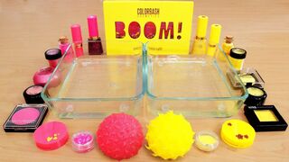 Pink vs Yellow - Mixing Makeup Eyeshadow Into Slime! Special Series 143 Satisfying Slime Video
