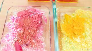 Pink vs Yellow - Mixing Makeup Eyeshadow Into Slime! Special Series 143 Satisfying Slime Video