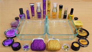 Purple vs Gold - Mixing Makeup Eyeshadow Into Slime! Special Series 142 Satisfying Slime Video
