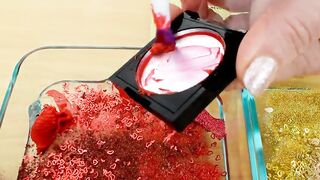 Red vs Gold - Mixing Makeup Eyeshadow Into Slime Special Series 138 Satisfying Slime Video