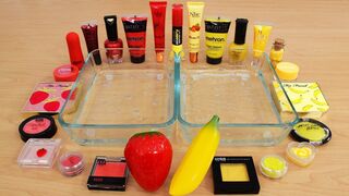 Strawberry vs Banana - Mixing Makeup Eyeshadow Into Slime Special Series 134 Satisfying Slime Video