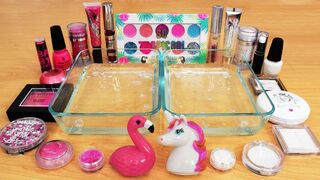 Pink vs White - Mixing Makeup Eyeshadow Into Slime! Special Series 127 Satisfying Slime Video
