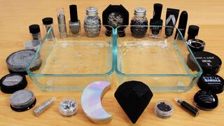 Holo vs Black - Mixing Makeup Eyeshadow Into Slime! Special Series 126 Satisfying Slime Video