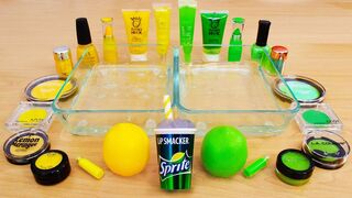Lemon vs Lime - Mixing Makeup Eyeshadow Into Slime! Special Series 123 Satisfying Slime Video