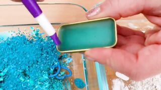 Teal vs White - Mixing Makeup Eyeshadow Into Slime! Special Series 117 Satisfying Slime Video
