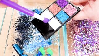 Teal vs Purple - Mixing Makeup Eyeshadow Into Slime! Special Series 115 Satisfying Slime Video