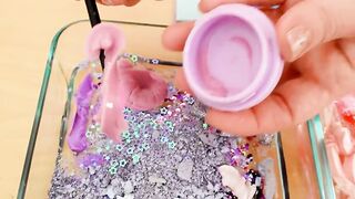 Purple vs Pink - Mixing Makeup Eyeshadow Into Slime! Special Series 114 Satisfying Slime Video