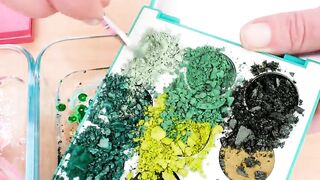 Pink vs Green - Mixing Makeup Eyeshadow Into Slime! Special Series 107 Satisfying Slime Video