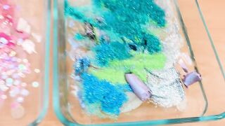 Unicorn vs Mermaid - Mixing Makeup Eyeshadow Into Slime! Special Series 102 Satisfying Slime Video