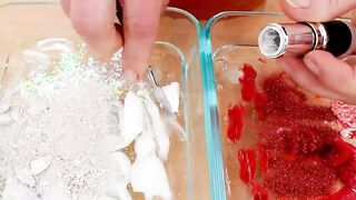 Red vs White - Mixing Makeup Eyeshadow Into Slime! Special Series 100 Satisfying Slime Video