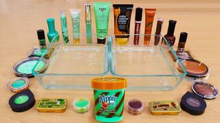 Mint vs Chocolate - Mixing Makeup Eyeshadow Into Slime! Special Series 99 Satisfying Slime Video