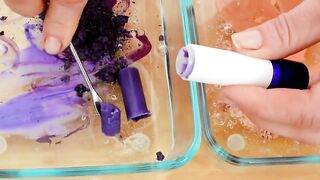 Purple vs Peach - Mixing Makeup Eyeshadow Into Slime! Special Series 98 Satisfying Slime Video