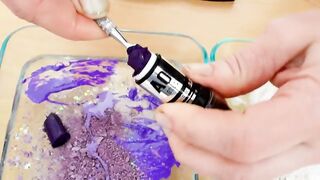 Purple vs White - Mixing Makeup Eyeshadow Into Slime! Special Series 93 Satisfying Slime Video