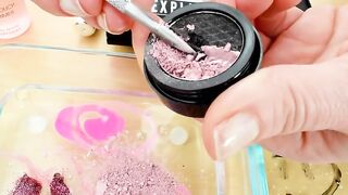 Pink vs Black - Mixing Makeup Eyeshadow Into Slime! Special Series 91 Satisfying Slime Video