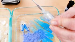 Silver vs Blue - Mixing Makeup Eyeshadow Into Slime! Special Series 81 Satisfying Slime Video