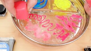Neon Pink vs Blue vs Yellow Mixing Makeup Eyeshadow Into Slime! Satisfying Slime Video