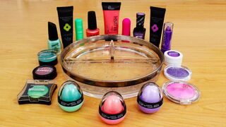 Pink vs Purple vs Green - Mixing Makeup Eyeshadow Into Slime! Special Series Satisfying Slime Video